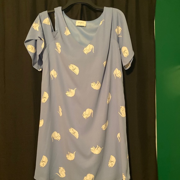 Cute everly cold shoulder cat dress blue medium - Picture 2 of 5